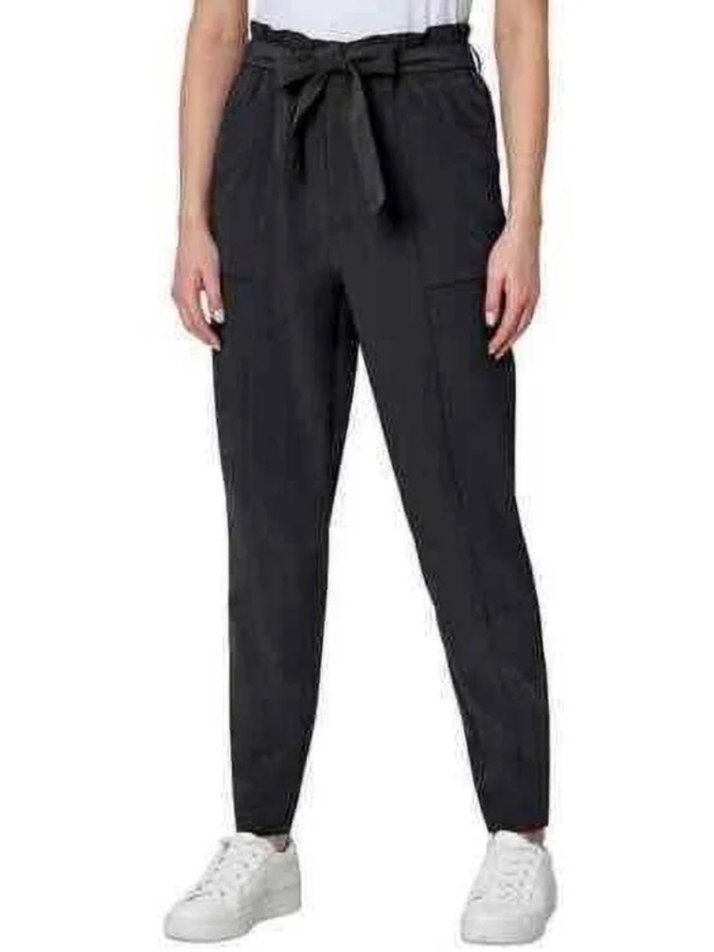 Modern Ambition S Black Paper bag Tie Belt Lightweight Pants